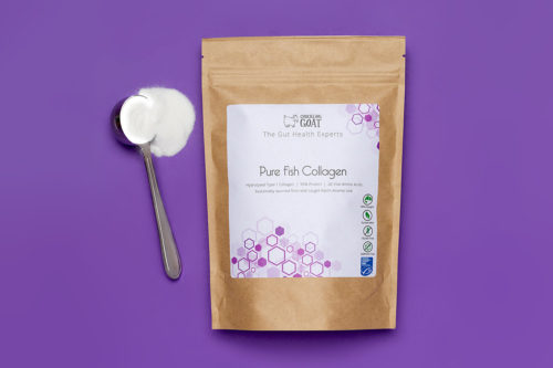 Package of Chuckling Goat Pure Fish collagen.