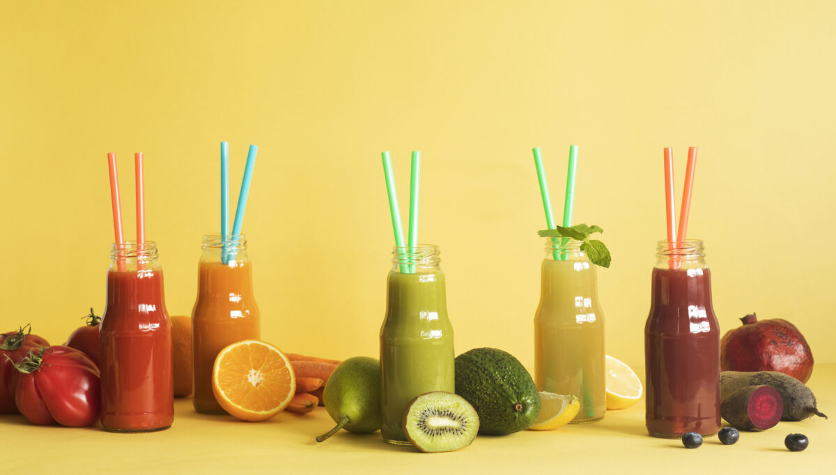 Healthy and fresh kefir smoothies and juices. Detox diet for healthy body and mind.