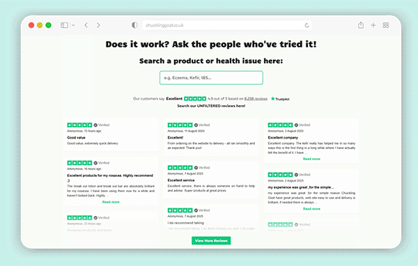 Image of Chuckling Goat's TrustPilot search function.